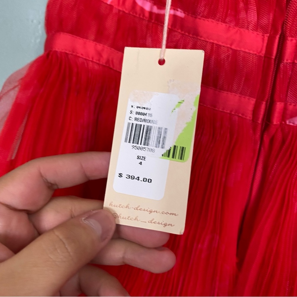 Anthropologie Hutch‎ Evie Strapless Tiered Maxi Dress Red Size 4 Tulle - Picture 6 of 8